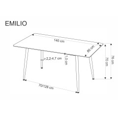 EMILIO 120 stół blat - biały marmur, nogi - czarny (2p1szt)