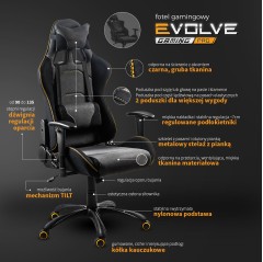 EVOLVE PRO Gaming fotel gabinetowy czarno-szarobeżowy-pomarańczowy