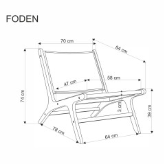 FODEN fotel wypoczynkowy, czarny / naturalny (1p1szt)