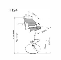 H124 hoker czarny / orzechowy (1p1szt)