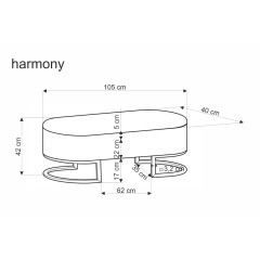 HARMONY ławka z funkcją pojemnika, czarny / biały / złoty (1p1szt)