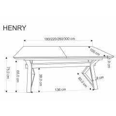 HENRY stół rozkładany, blat - naturalny, nogi - czarny