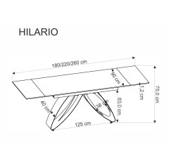 HILARIO stół rozkładany, blat - biały marmur, nogi - czarny (3p1szt)