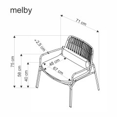 MELBY fotel wypoczynkowy, stelaż - biały, tapicerka - popielaty (2p6szt)