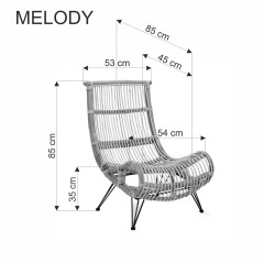 MELODY fotel wypoczynkowy, rattan naturalny (2p1szt)