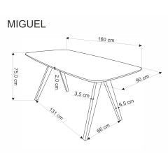 MIGUEL stół, blat - orzechowy, noga - orzechowy (1p1szt)