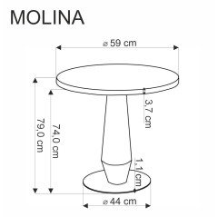 MOLINA stół okrągły, czarny marmur / czarny / złoty (2p1szt)