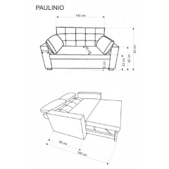 PAULINIO sofa rozkładana, beżowy (2p1szt)