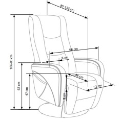 PULSAR 2 recliner z funkcją masażu popielaty