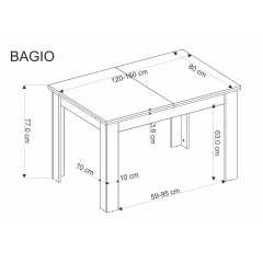 BAGIO stół rozkładany 120-160/80 cm dąb artisan/dąb artisan (1p1szt)