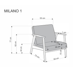 MILANO 1S fotel - niebieski tap. Castel 74 (1p1szt)