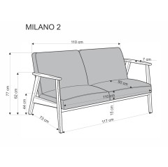 MILANO 2S sofa - beżowy tap. Castel 15 (1p1szt)