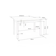 TIAGO 2 stół rozkładany 140-220/80 blat: dąb craft, nogi: biały (3p1szt)