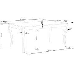 WINDSOR stół rozkładany 160-240x90x76 cm kolor ciemny dąb/biały (2p1szt)