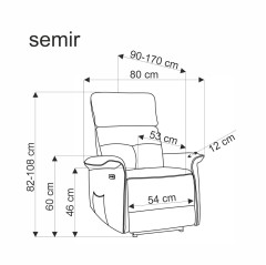 SEMIR fotel z funkcja elektrycznego rozkładania / gniazdo USB, beżowy (2p1szt)