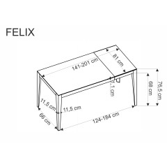FELIX stół rozkładany, blat - popielaty marmur, nogi - czarny (2p1szt)
