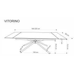 VITORINO stół rozkładany, blat - czarny marmur, nogi - czarny (2p1szt)