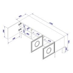 PALAZZO szafka RTV 150 (3D) czarny mat/ dąb craft