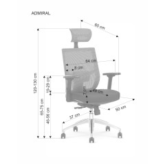 ADMIRAL fotel gabinetowy popielato / czarny