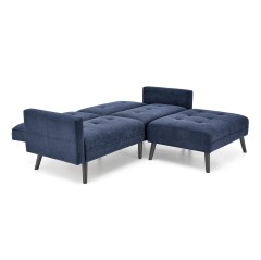 CORNELIUS sofa rozkładana z funkcją narożnika niebieska (1p1szt)