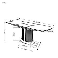 DANCAN stół rozkładany, biały marmur / popielaty / jasny popielaty / czarny (3p1szt))