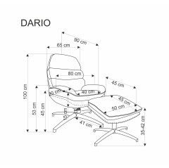 DARIO fotel wypoczynkowy z podnóżkiem oraz z funkcją kołyski, popielaty (1p1szt)