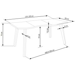DICKSON stół rozkładany 120-180/80 cm, blat - naturalny, nogi - czarny (2p1szt)